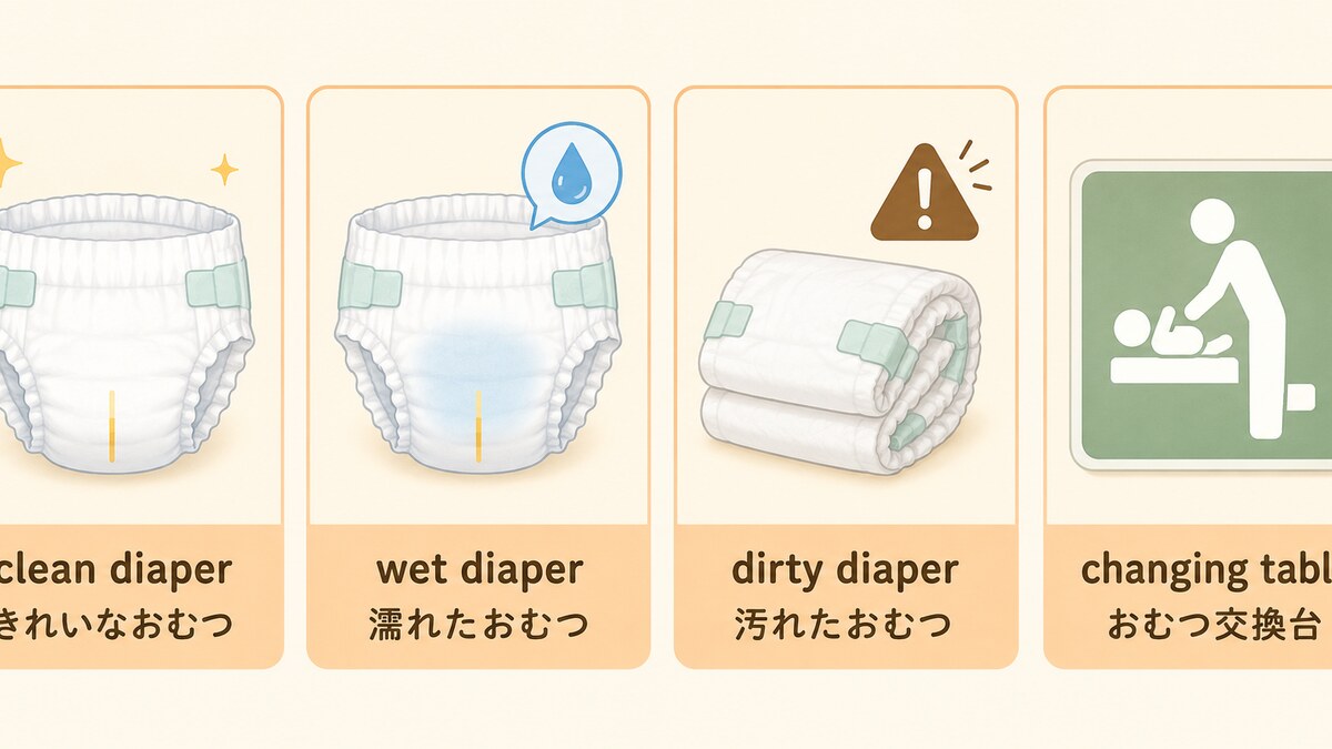 clean diaper・wet diaper・dirty diaper・changing tableの違い