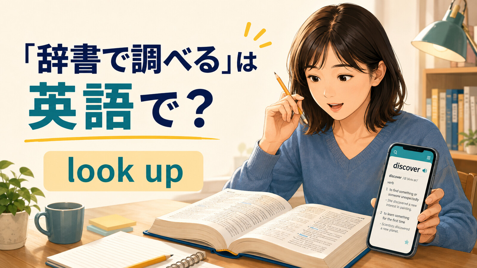 「辞書で調べる」は英語で？look up・check・search forの違いと簡単な言い換え