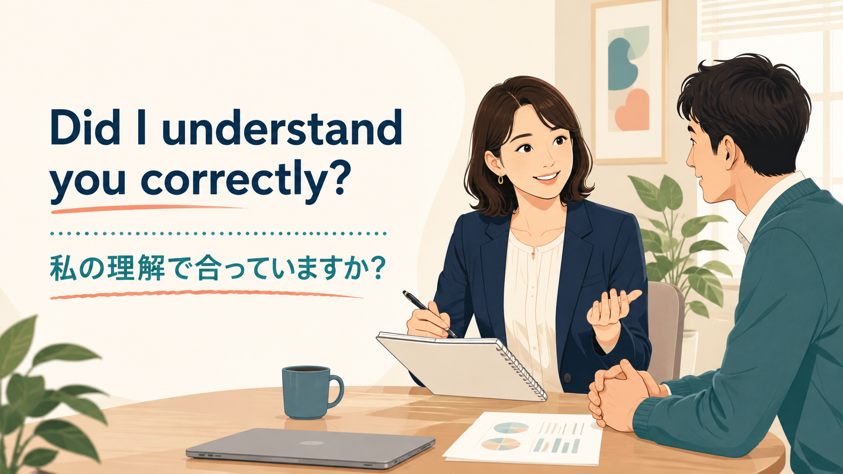 Did I understand you correctly? 私の理解で合っていますか