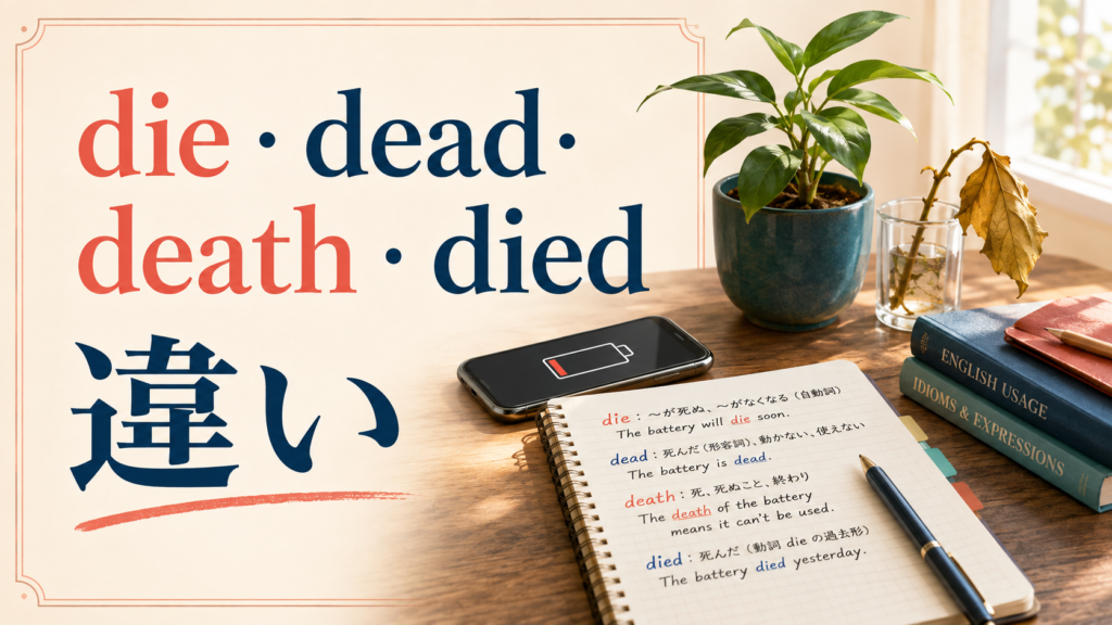 die・dead・death・diedの違いは？品詞と使い分けを例文で解説