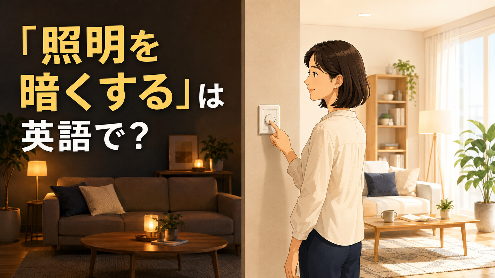 「照明を暗くする」は英語で？ dim the lightsのアイキャッチ