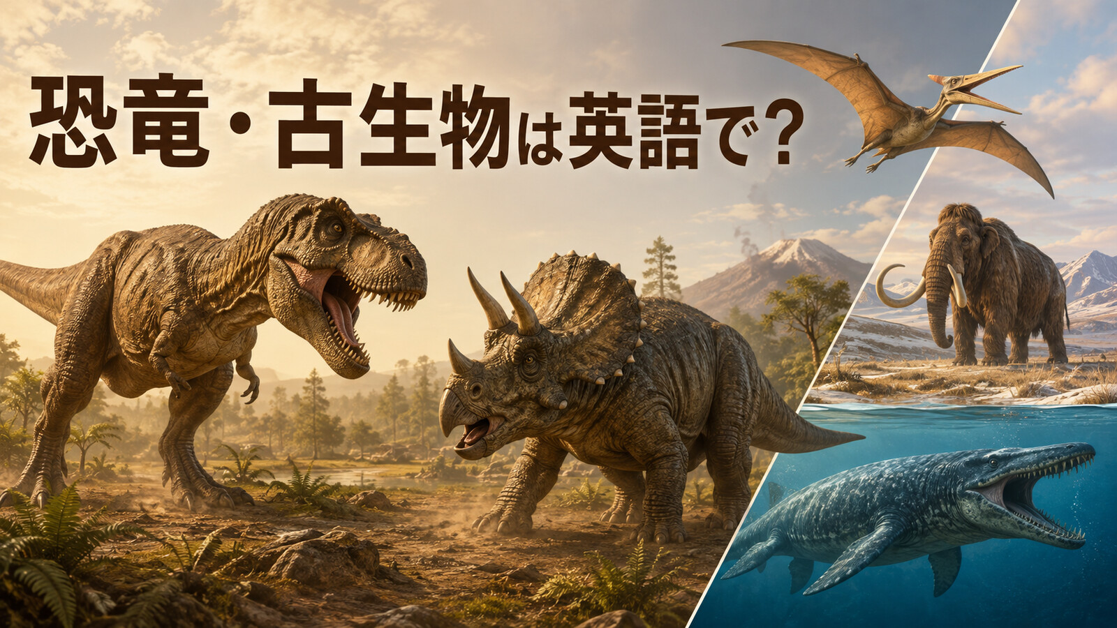 恐竜・古生物は英語で？28種類の名前・発音一覧【翼竜・絶滅動物も】