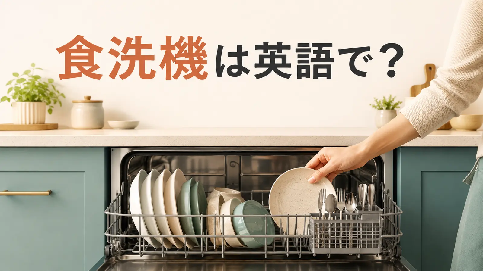 食洗機は英語でdishwasherと解説するアイキャッチ