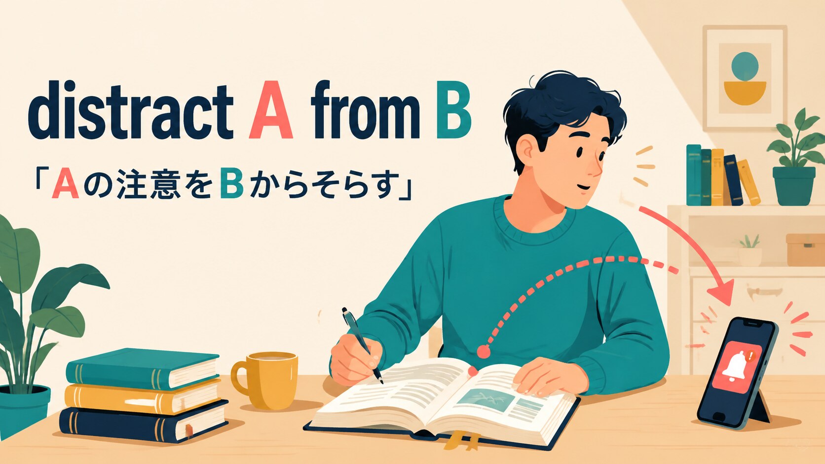 distract A from Bの意味は？be distracted by・fromの違いと使い方