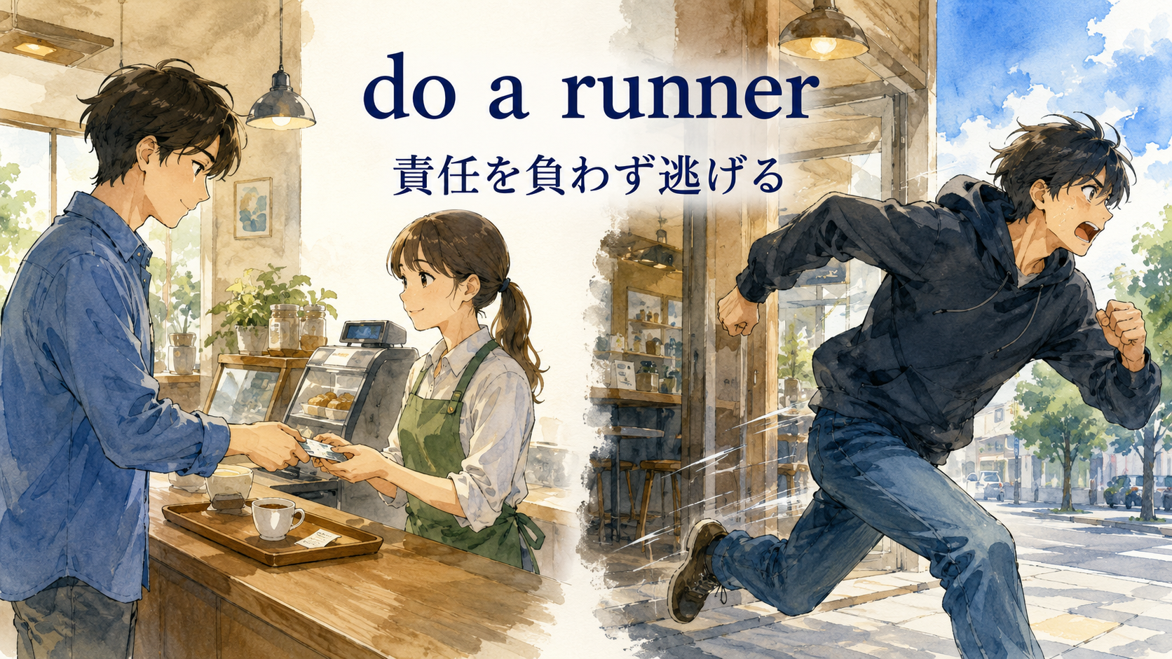do a runnerの直訳と実際の意味を比較する解説イラスト