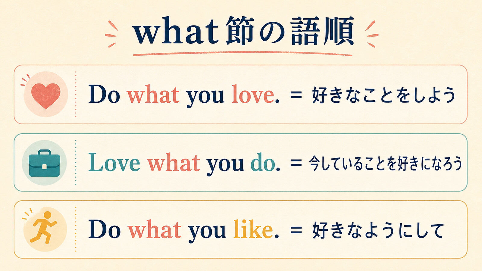 Do what you love・Love what you do・Do what you likeの違い