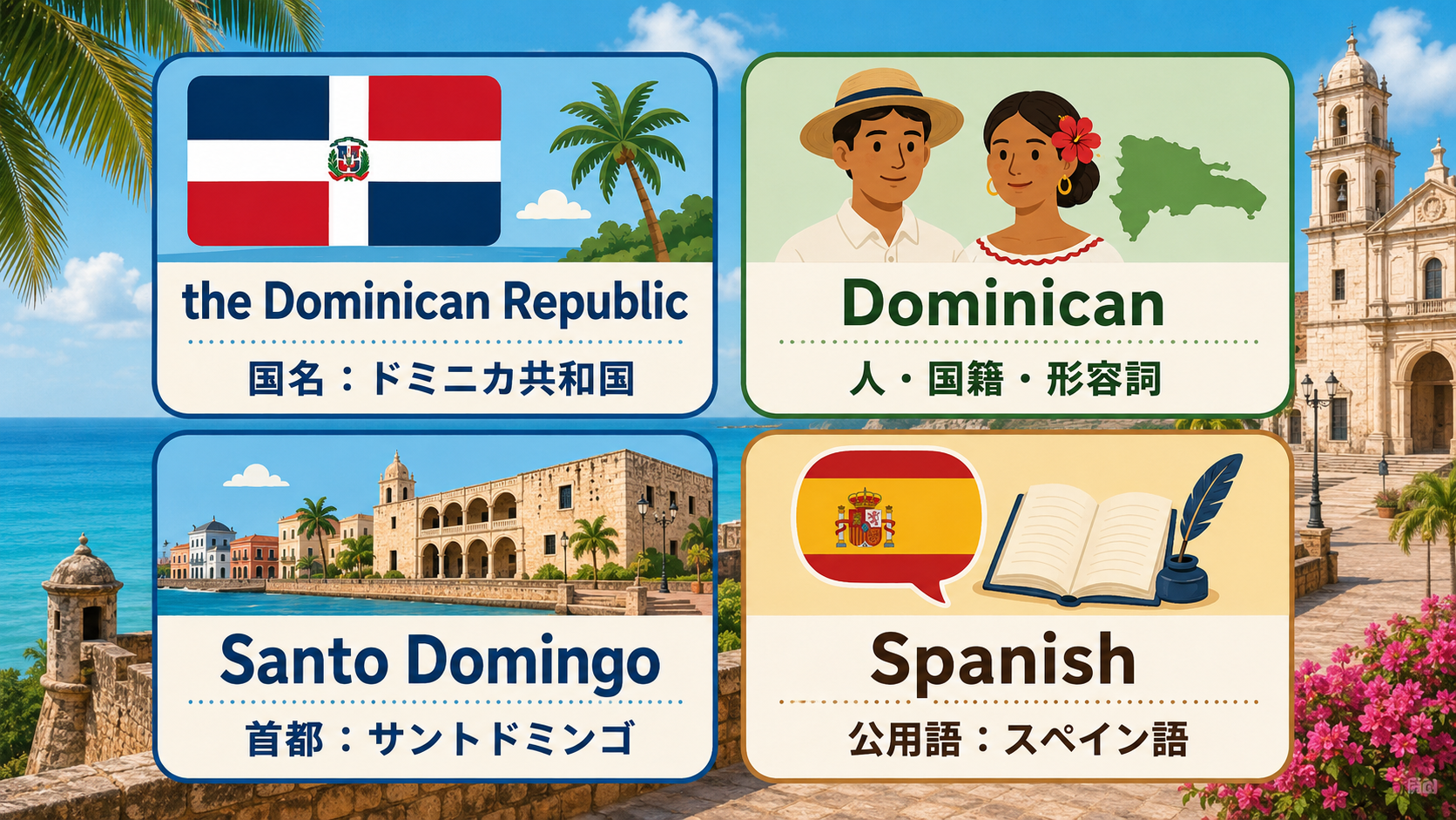 the Dominican Republic・Dominican・Santo Domingo・Spanishの違い比較