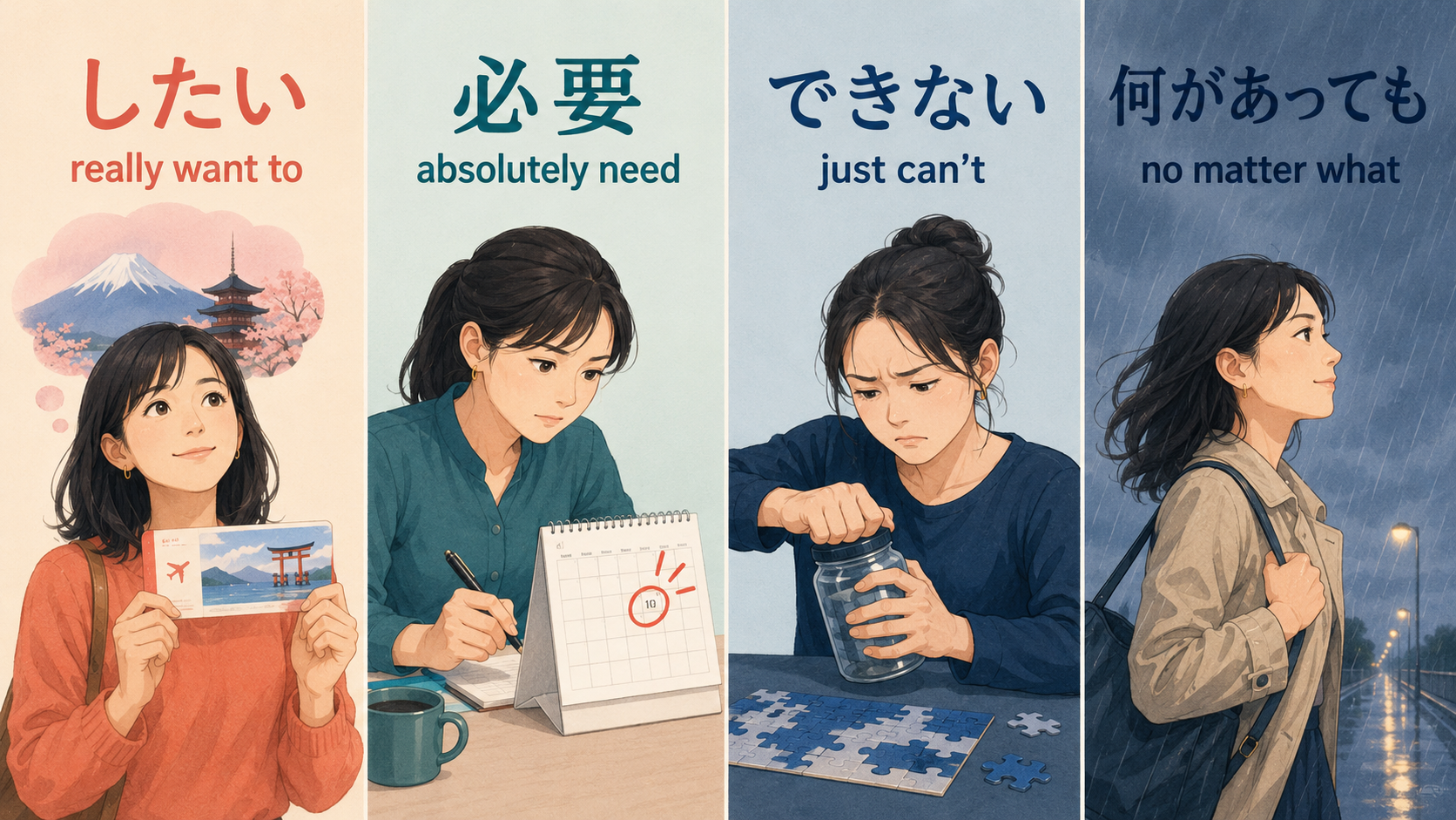 どうしてもしたい・必要・できない・何があってもの英語表現比較