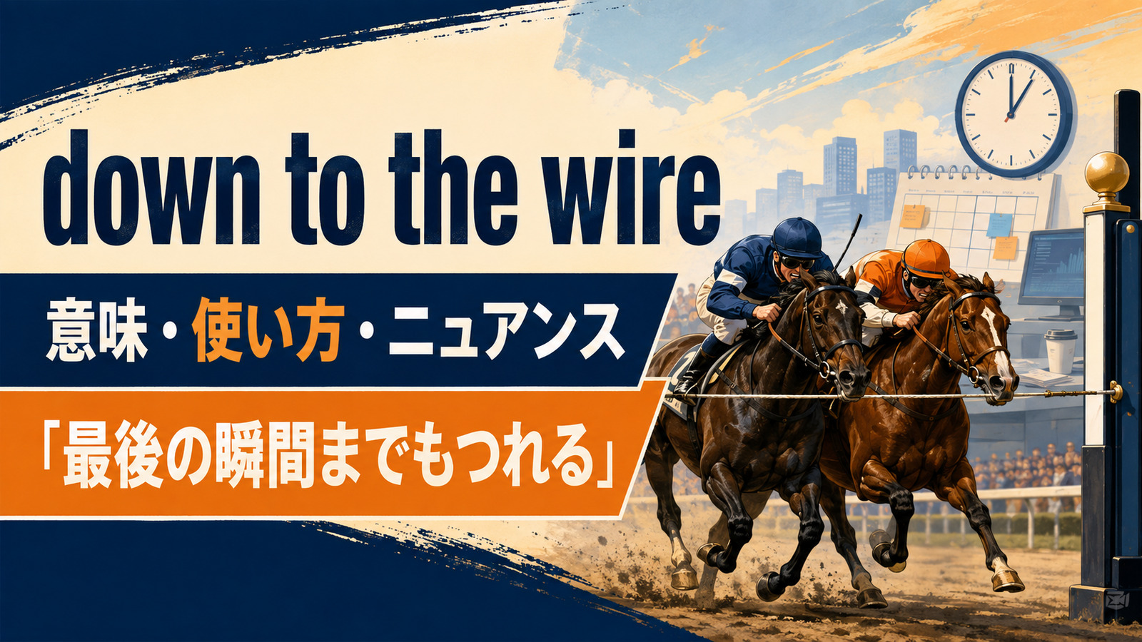 down to the wireは「最後の瞬間までもつれる」という意味