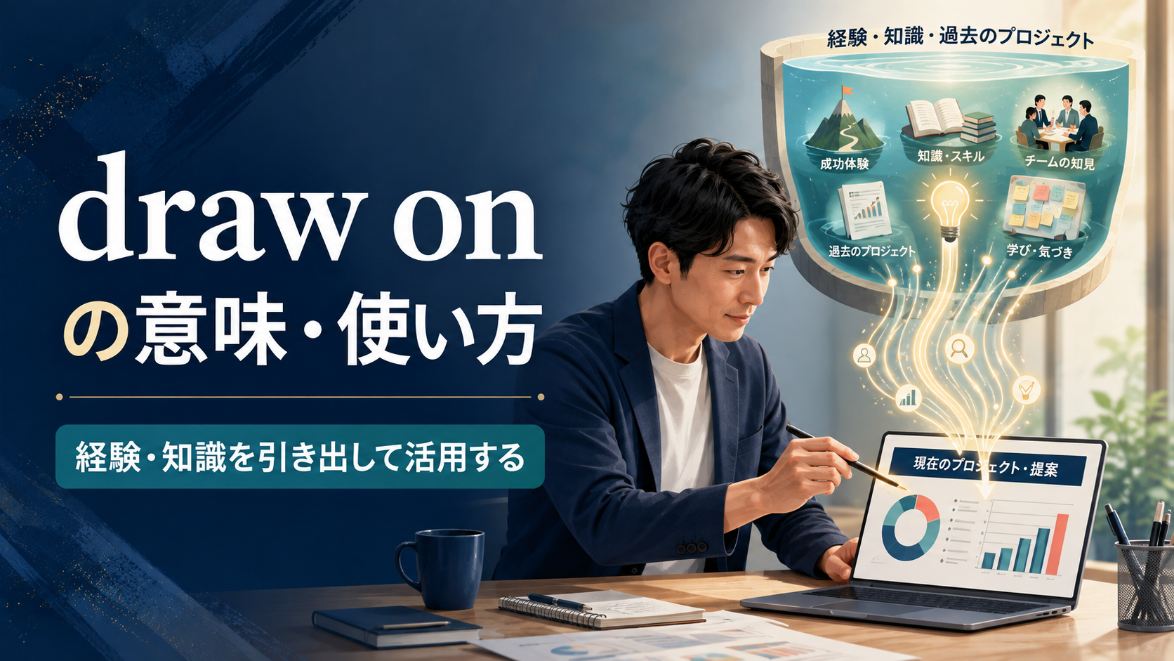 draw onの意味・使い方|経験・知識を引き出して活用する