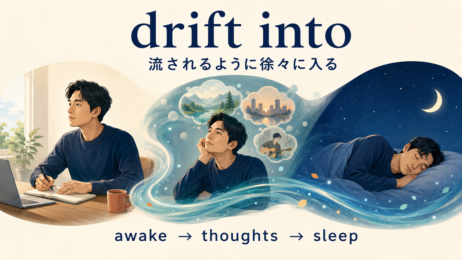 drift intoが考えや眠りへ徐々に入るイメージ