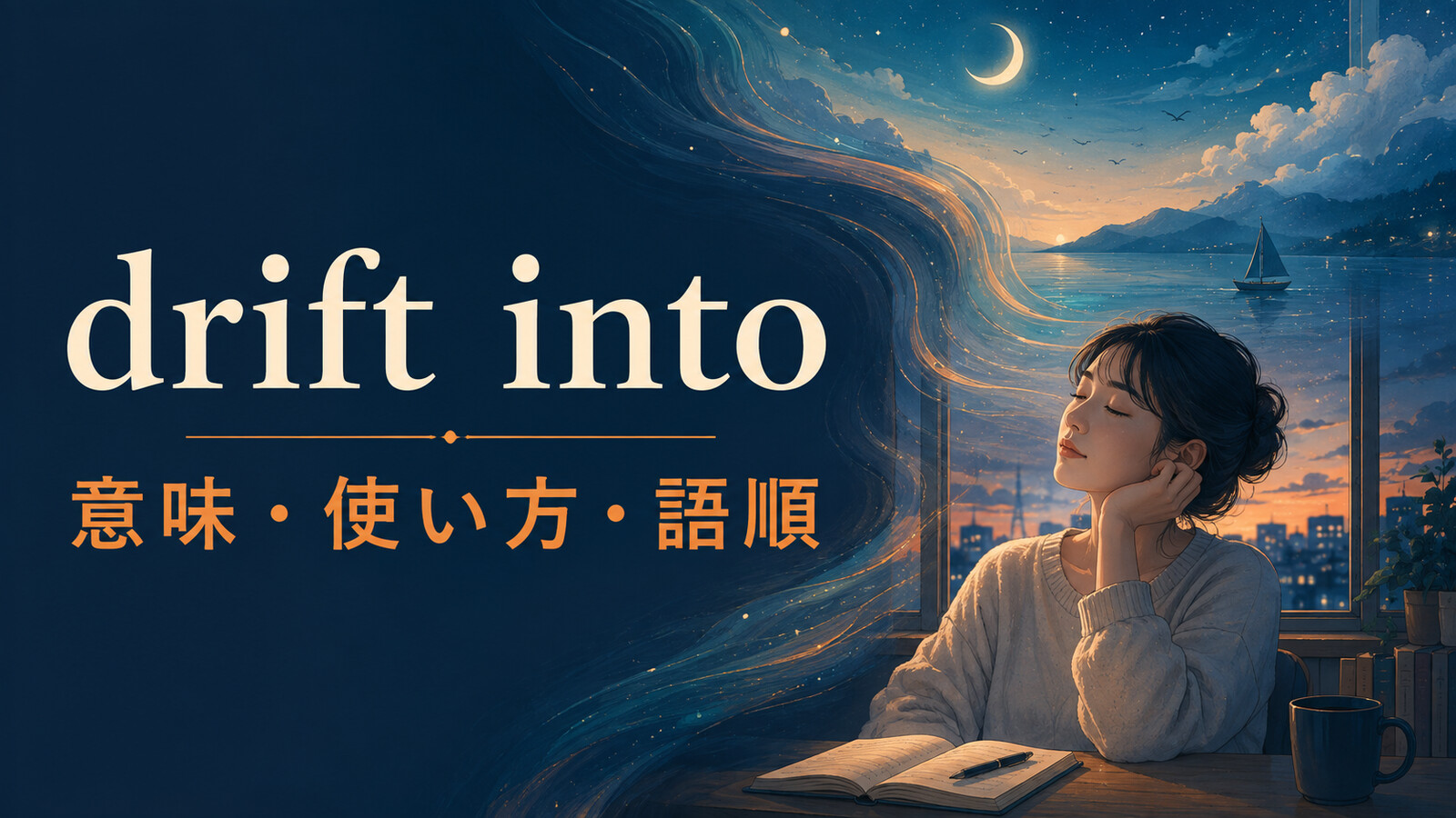 drift intoの意味・使い方・語順を解説するアイキャッチ画像