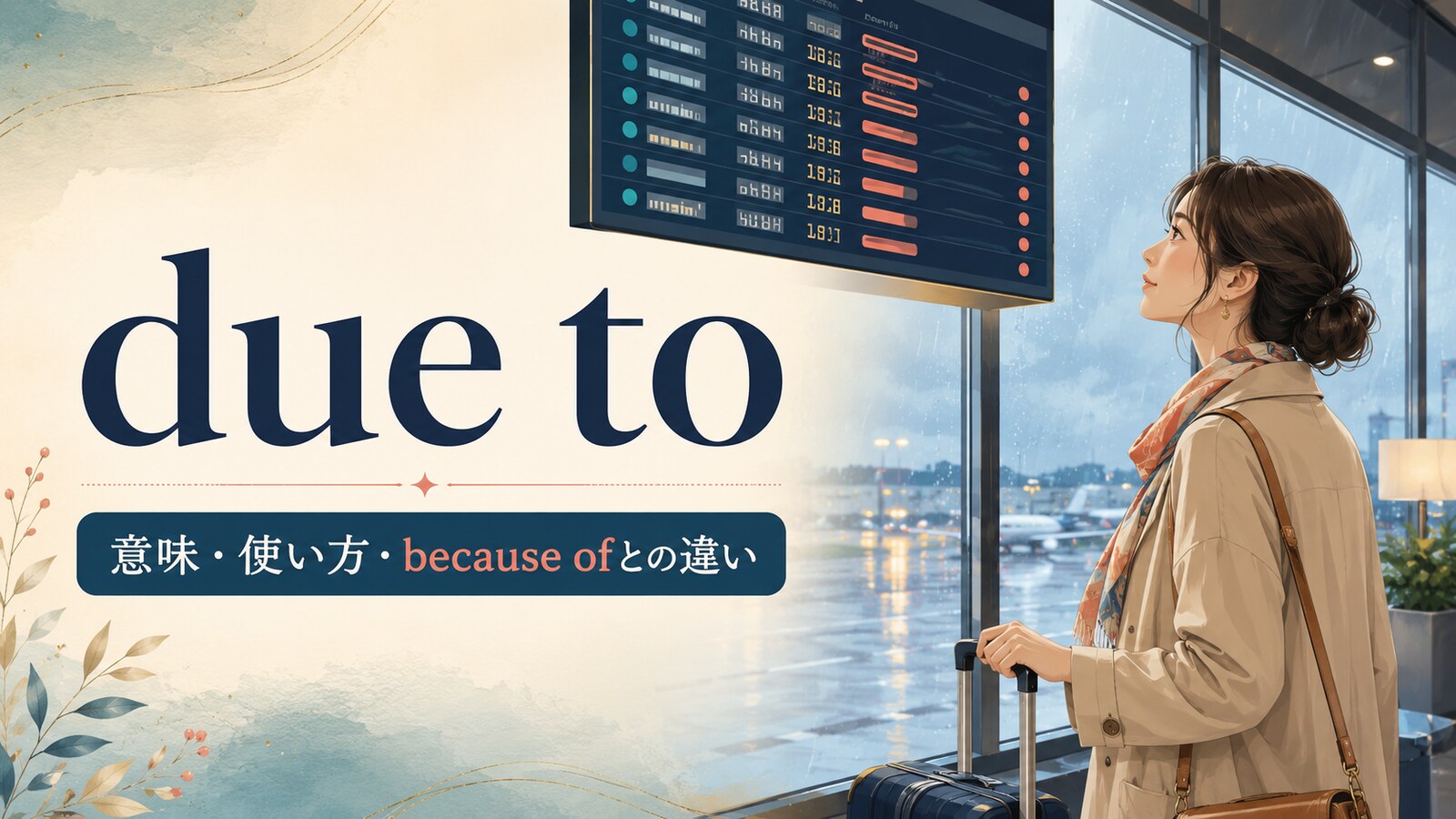 due toの意味は？because of・becauseとの違いと使い方を例文解説