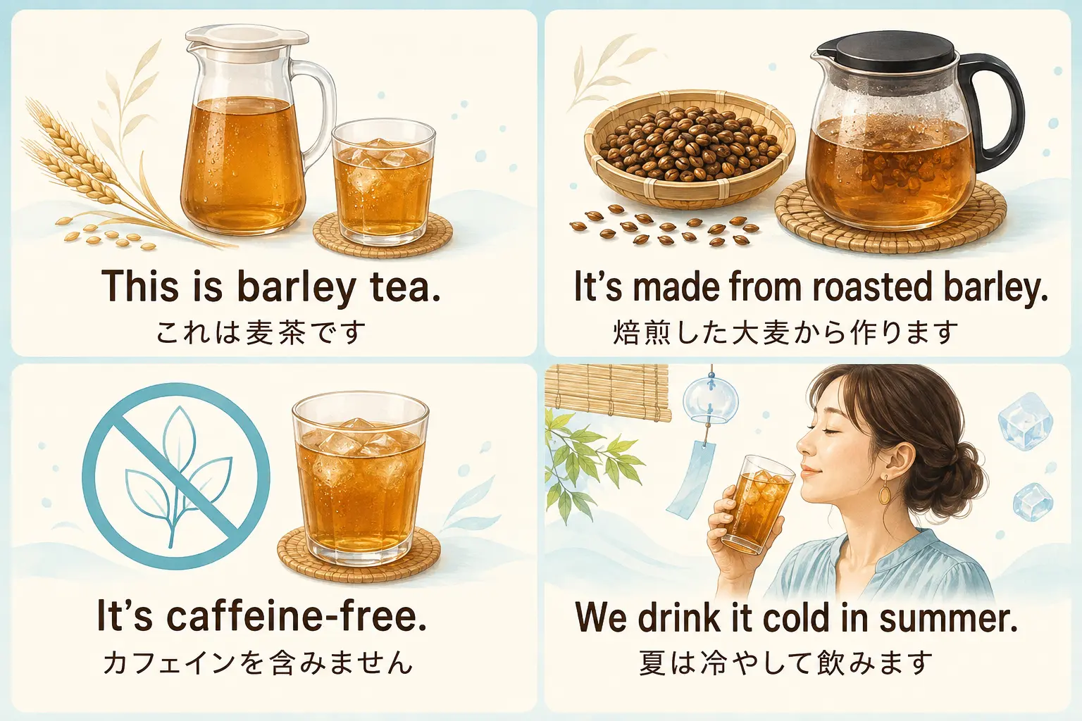 麦茶を初心者でも簡単な英語で説明するフレーズ4選
