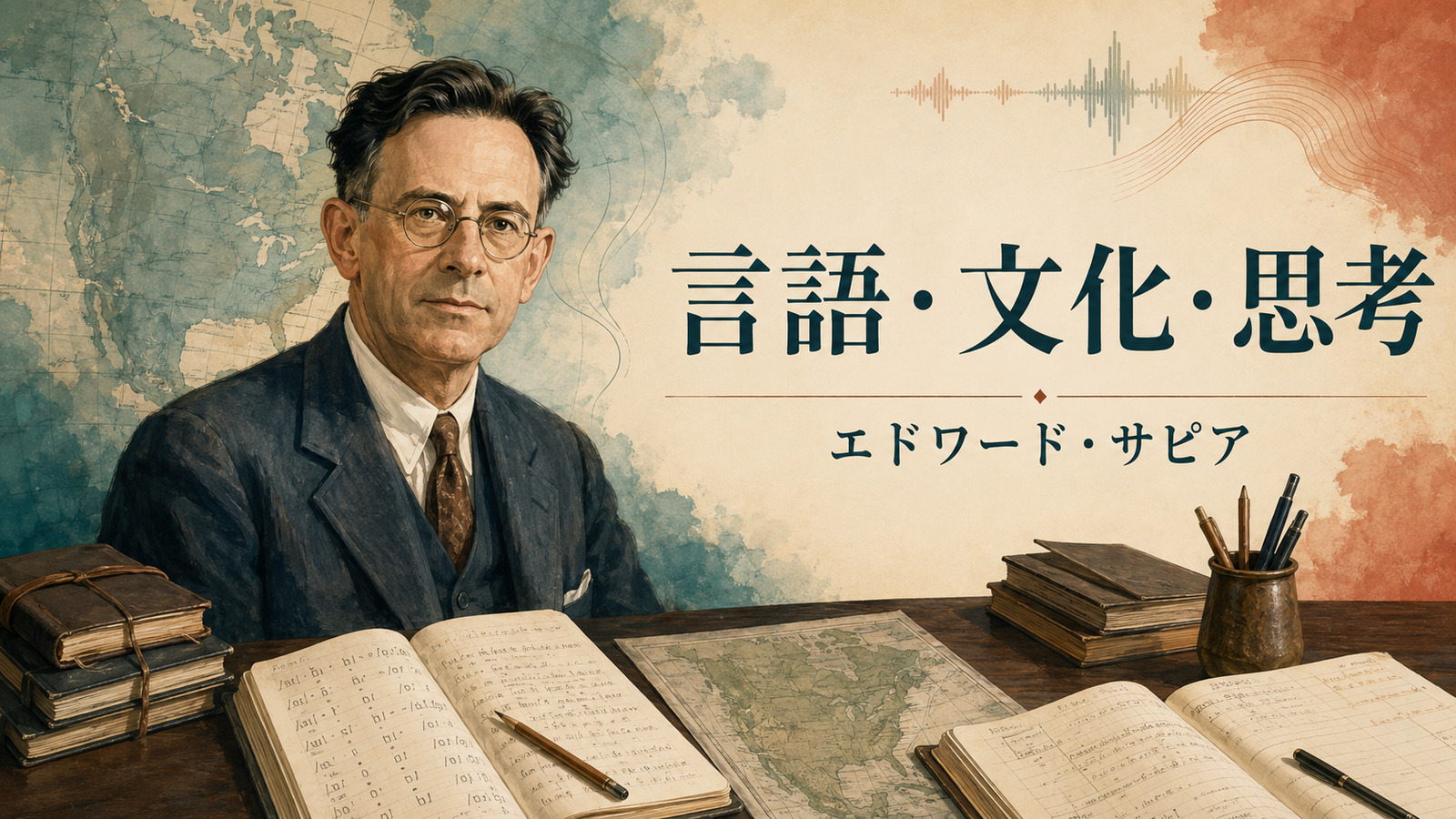 エドワード・サピアと言語・文化・思考の関係を表したイラスト