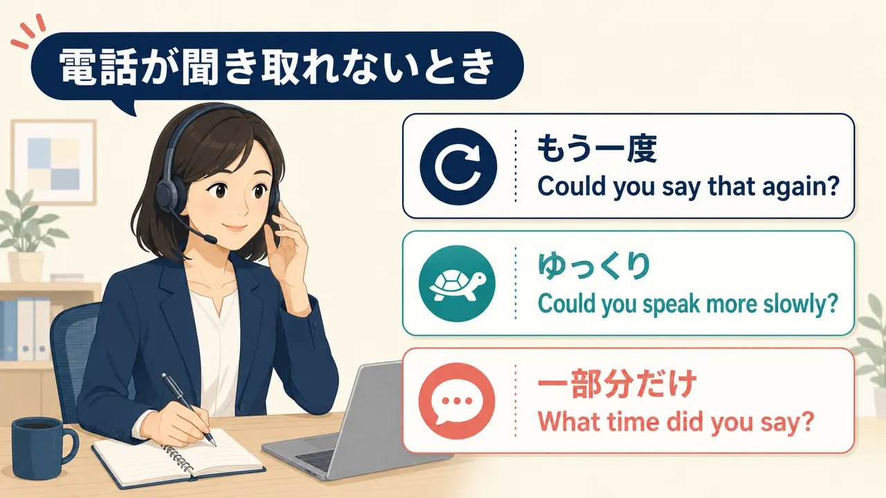 英語の電話が聞き取れないときに使う聞き返しフレーズ