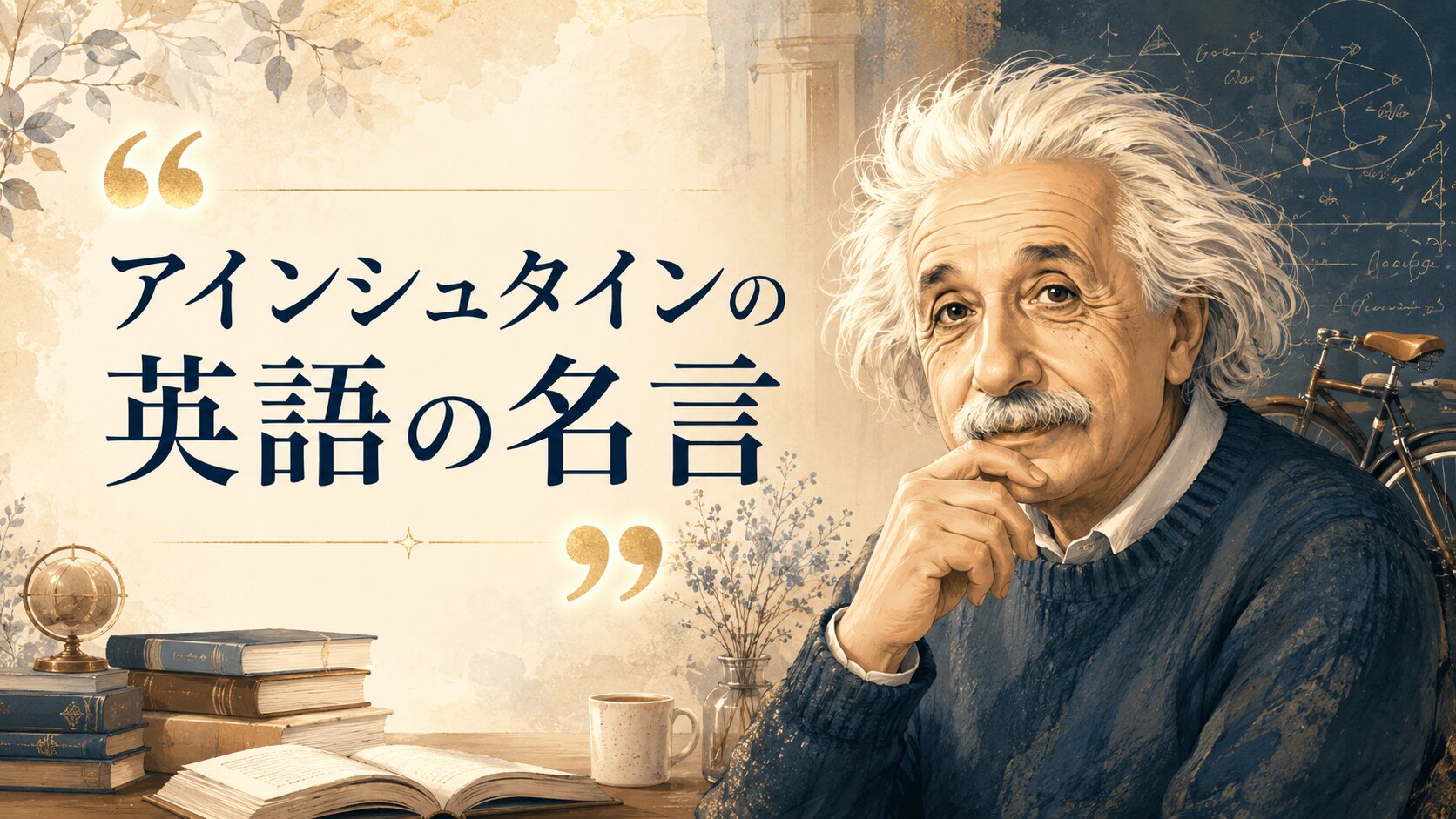 アインシュタインの英語の名言を紹介する記事のアイキャッチ画像