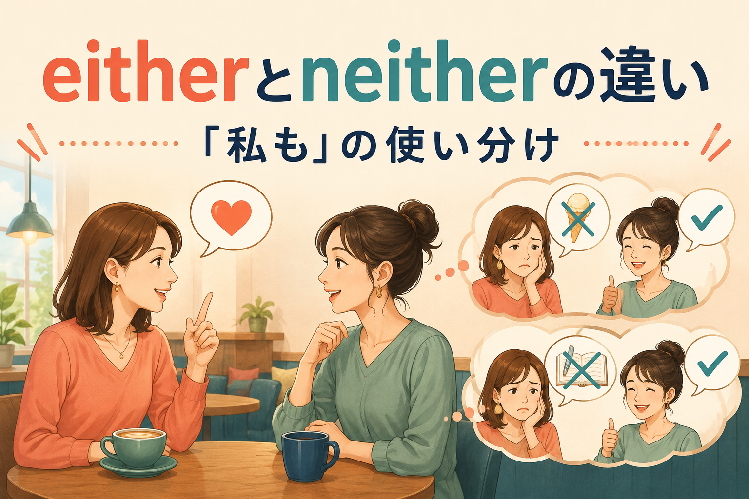 eitherとneitherの違いは？Me either・Me neitherの使い分け