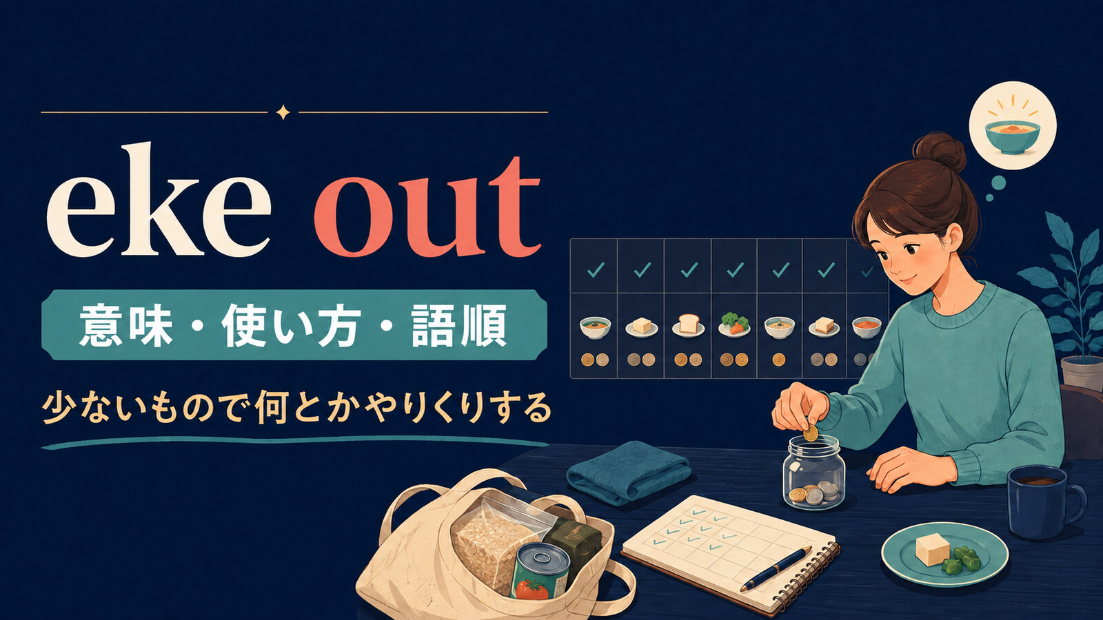 eke outの意味は？「少ないもので何とかやりくりする」の使い方・語順と例文