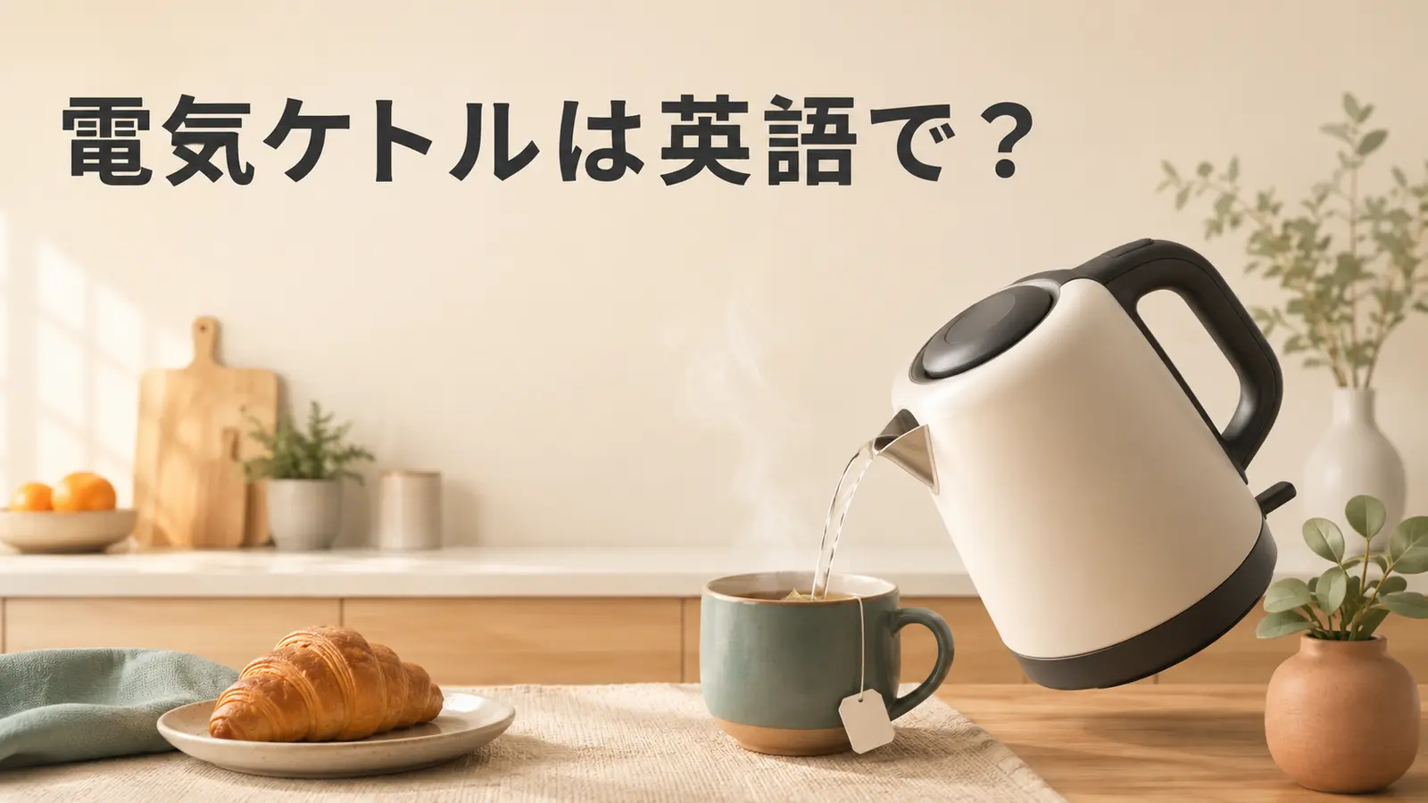 電気ケトルは英語でelectric kettleと解説するアイキャッチ