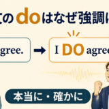 I agreeがI DO agreeになり肯定文のdoが強調を表す仕組みを示すアイキャッチ