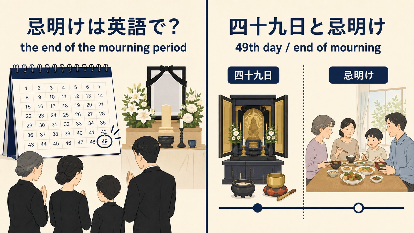 忌明けの英語表現と意味