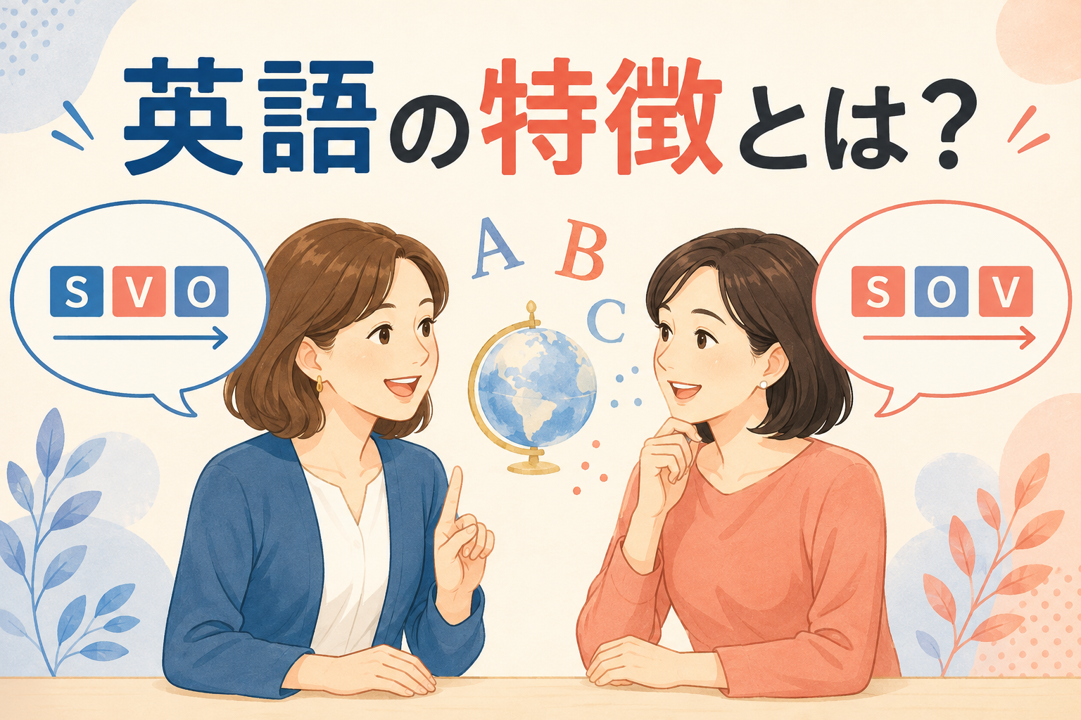 英語の特徴とは？英語と日本語の語順の違いを表すイラスト