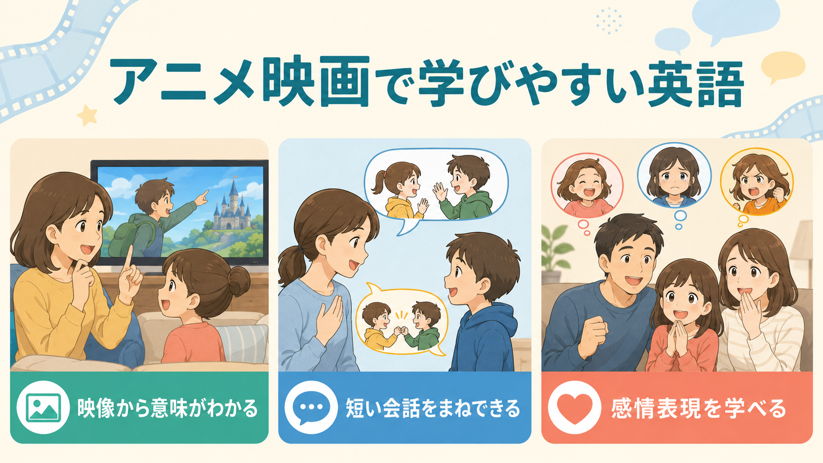 アニメ映画で学びやすい英語|映像・短い会話・感情表現