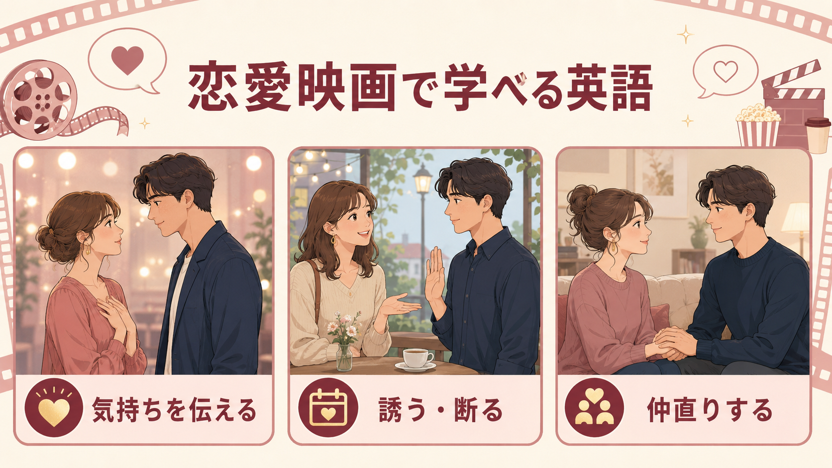 恋愛映画で学べる英語|気持ちを伝える・誘う断る・仲直りする