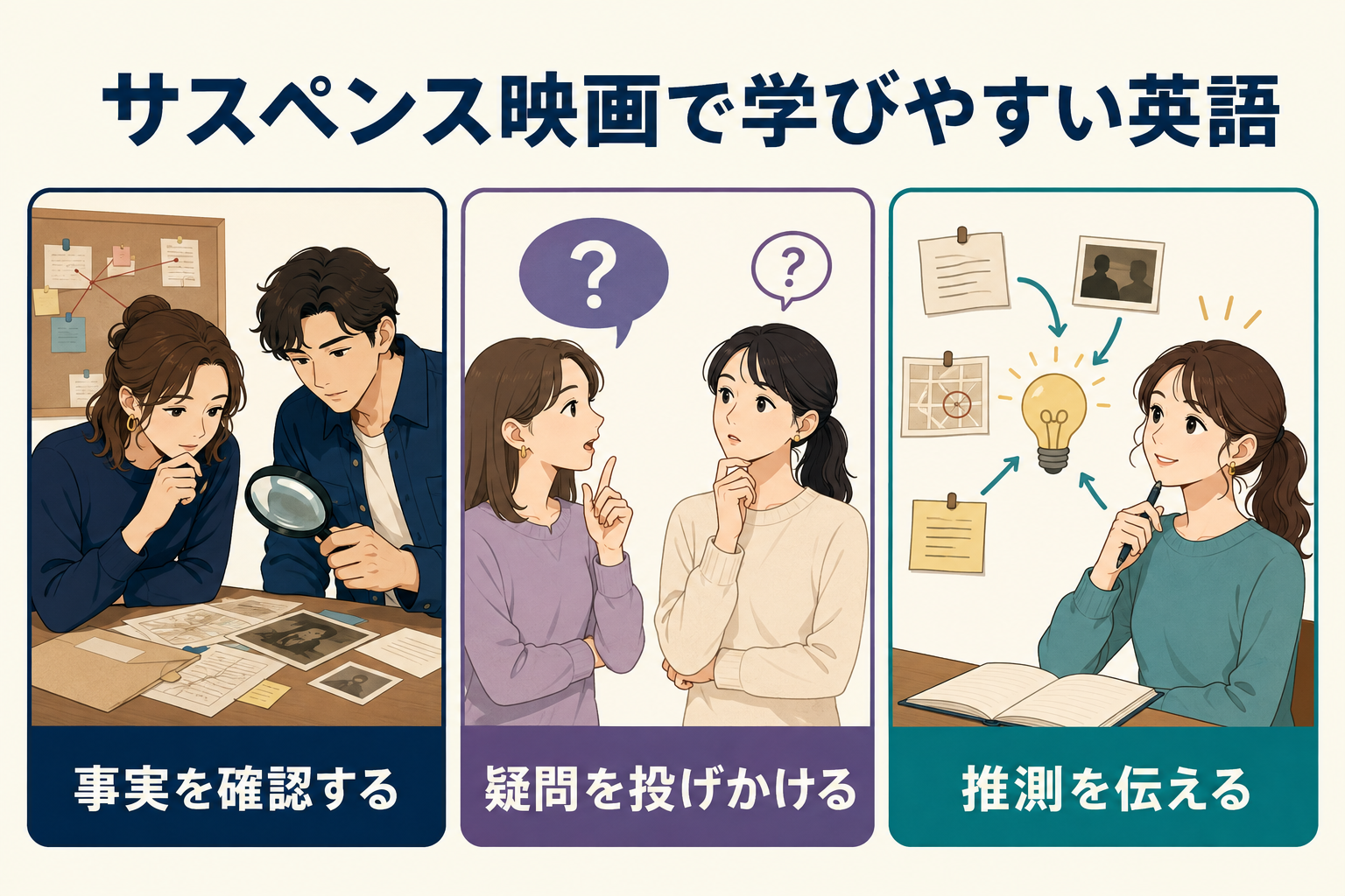 サスペンス映画で学びやすい英語 事実を確認する 疑問を投げかける 推測を伝える