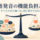 英語発音の機能負担を天秤で表したイラスト