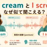 ice creamとI screamの音の境界を比較する英語の連接イラスト