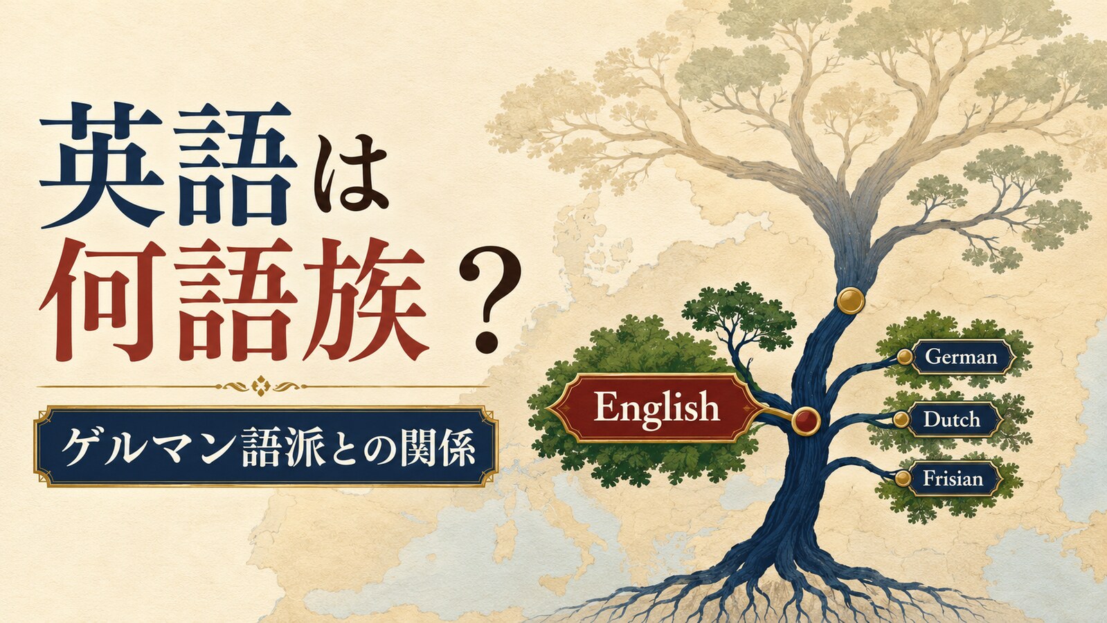 英語が西ゲルマン語群に属することを示す言語系統樹