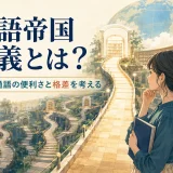 英語への広い道と多言語への細い道を考える女性