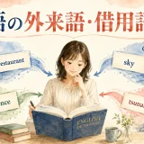 英語がフランス語・古ノルド語・ラテン語・ギリシャ語・日本語から借用語を取り入れる様子