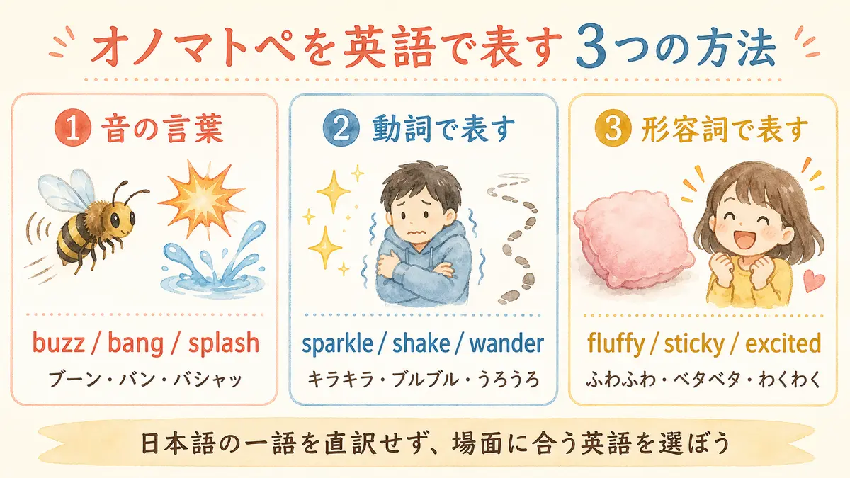 オノマトペを英語で表す3つの方法|音・動詞・形容詞