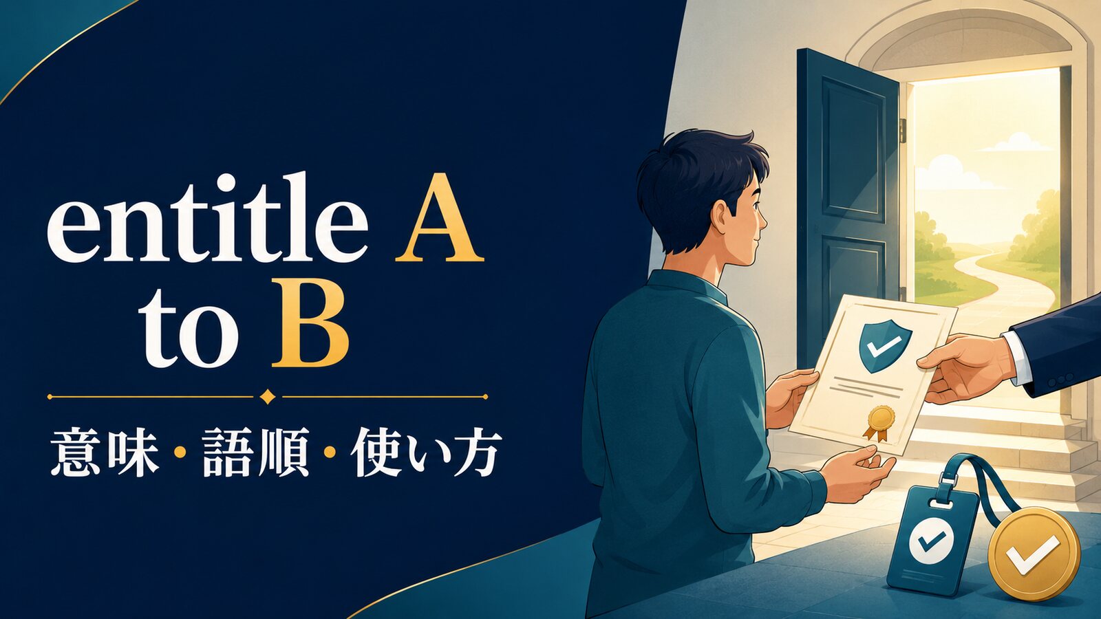 entitle A to Bの意味・語順・使い方を解説するアイキャッチ画像