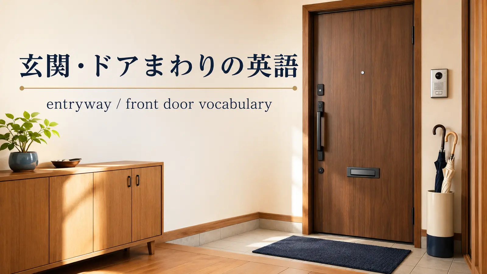 玄関・ドアまわりの英語一覧｜靴箱・傘立て・表札・鍵・部品の名前