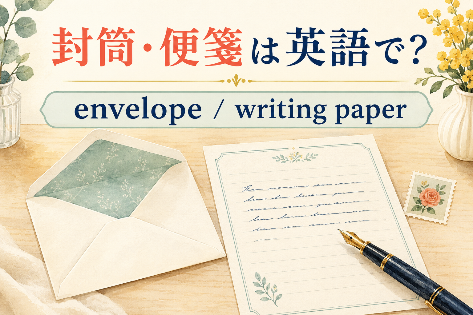 封筒・便箋は英語でenvelope・writing paper