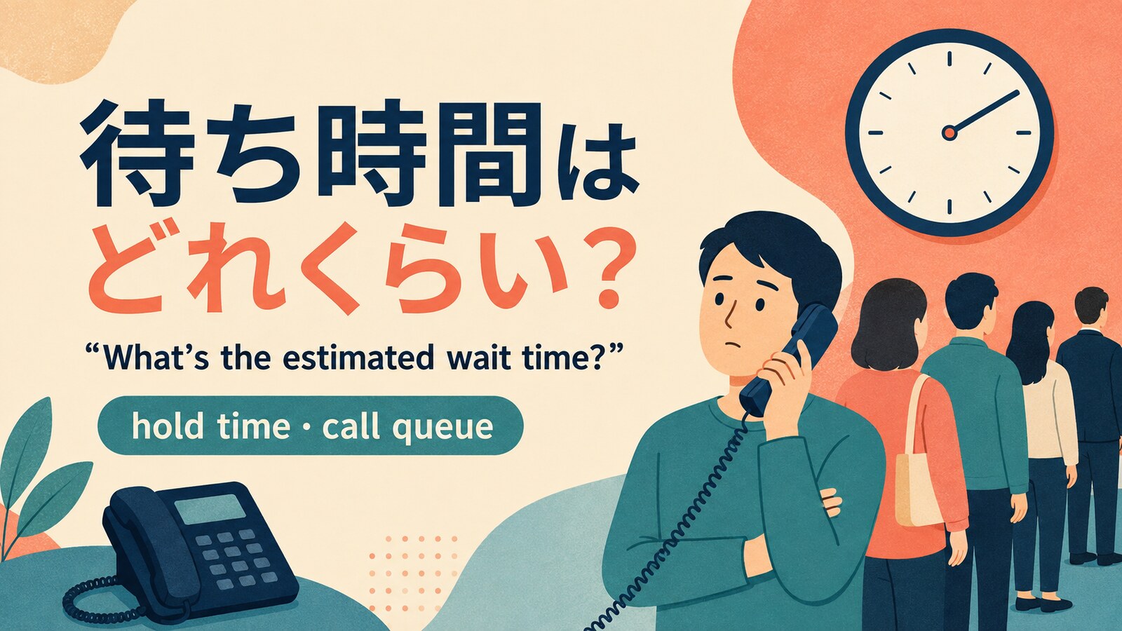 電話窓口の待ち時間ときの英語