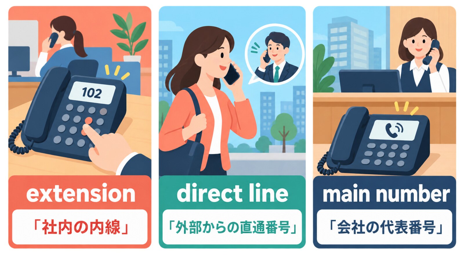 extension・extension number・direct lineの違い