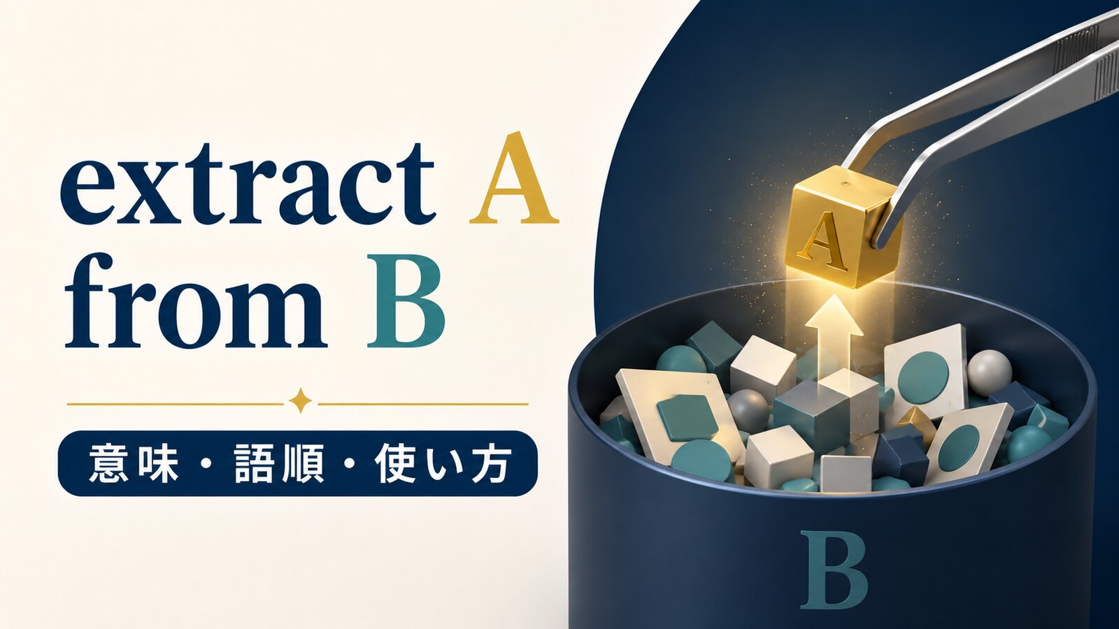 extract A from Bの意味は？語順・受動態とderive・removeとの違い