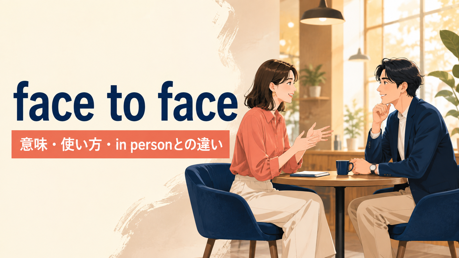 face to faceの意味は？使い方・ハイフンとin personとの違いを例文解説
