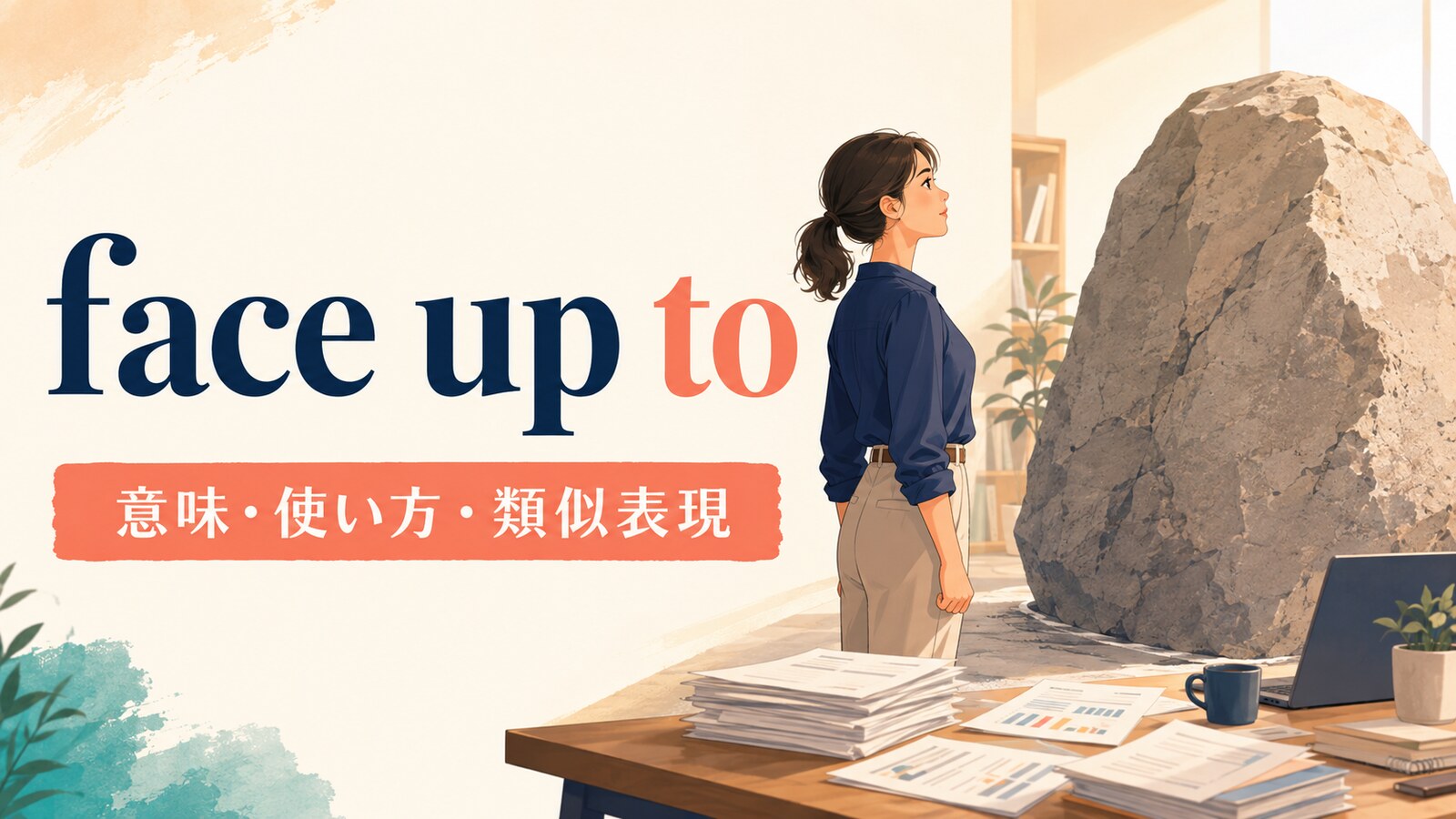 face up toの意味・使い方・類似表現を表すアイキャッチ