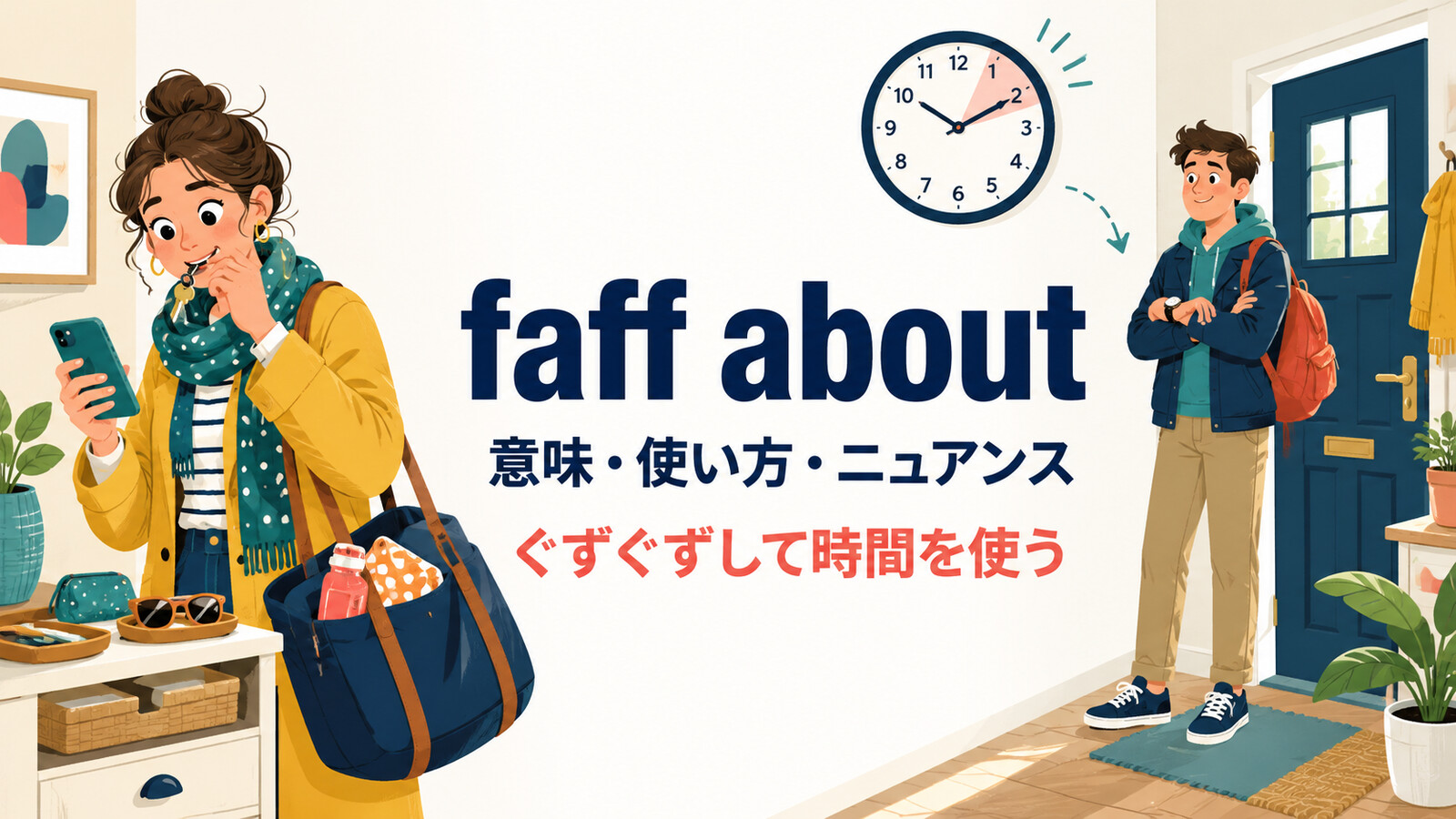 faff aboutの意味は？「ぐずぐずする」の使い方とfaff around・a faffとの違い