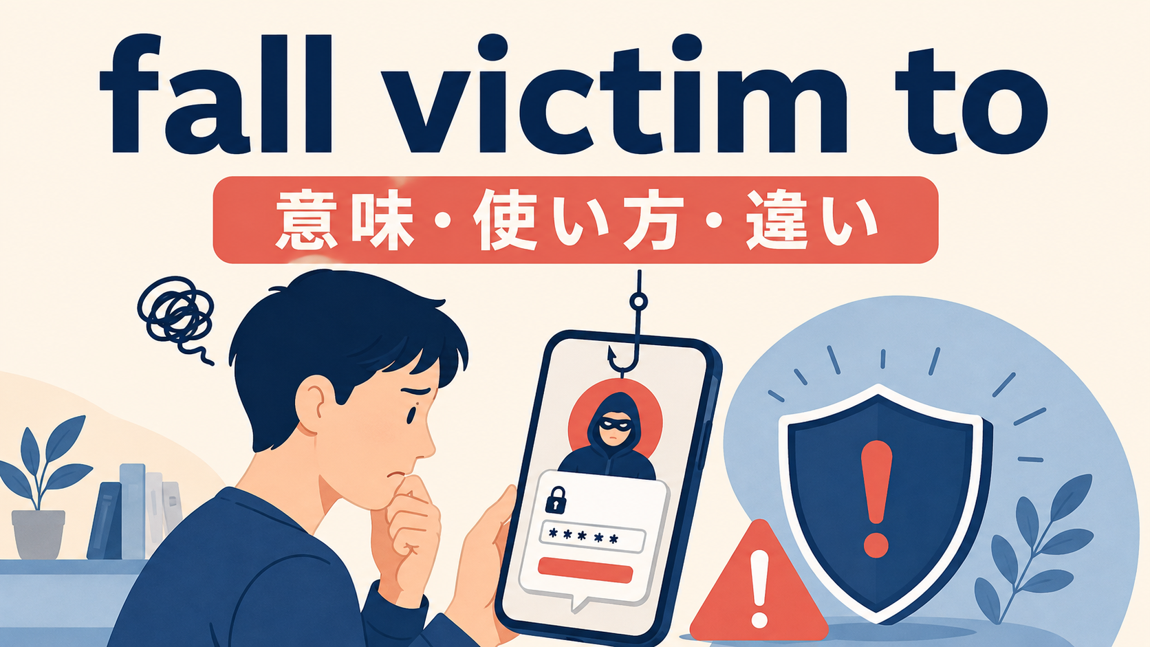 fall victim toの意味・使い方・違いを表すアイキャッチ画像