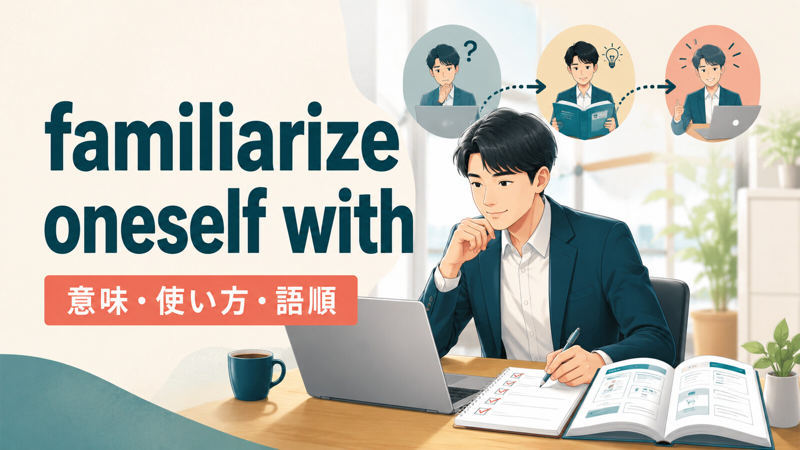 familiarize oneself withの意味・使い方・語順を解説するアイキャッチ画像