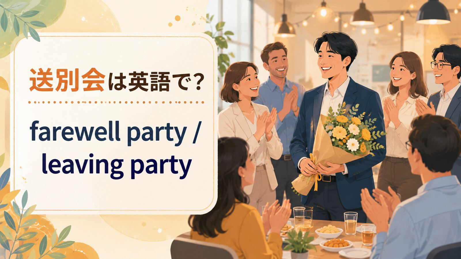 「送別会」は英語で？意味と自然な表現を紹介するアイキャッチ
