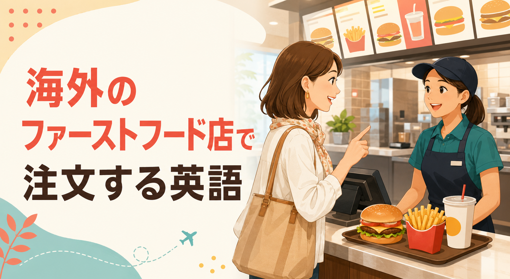 海外のファーストフード店で注文する英語｜セット・単品・持ち帰りのフレーズ