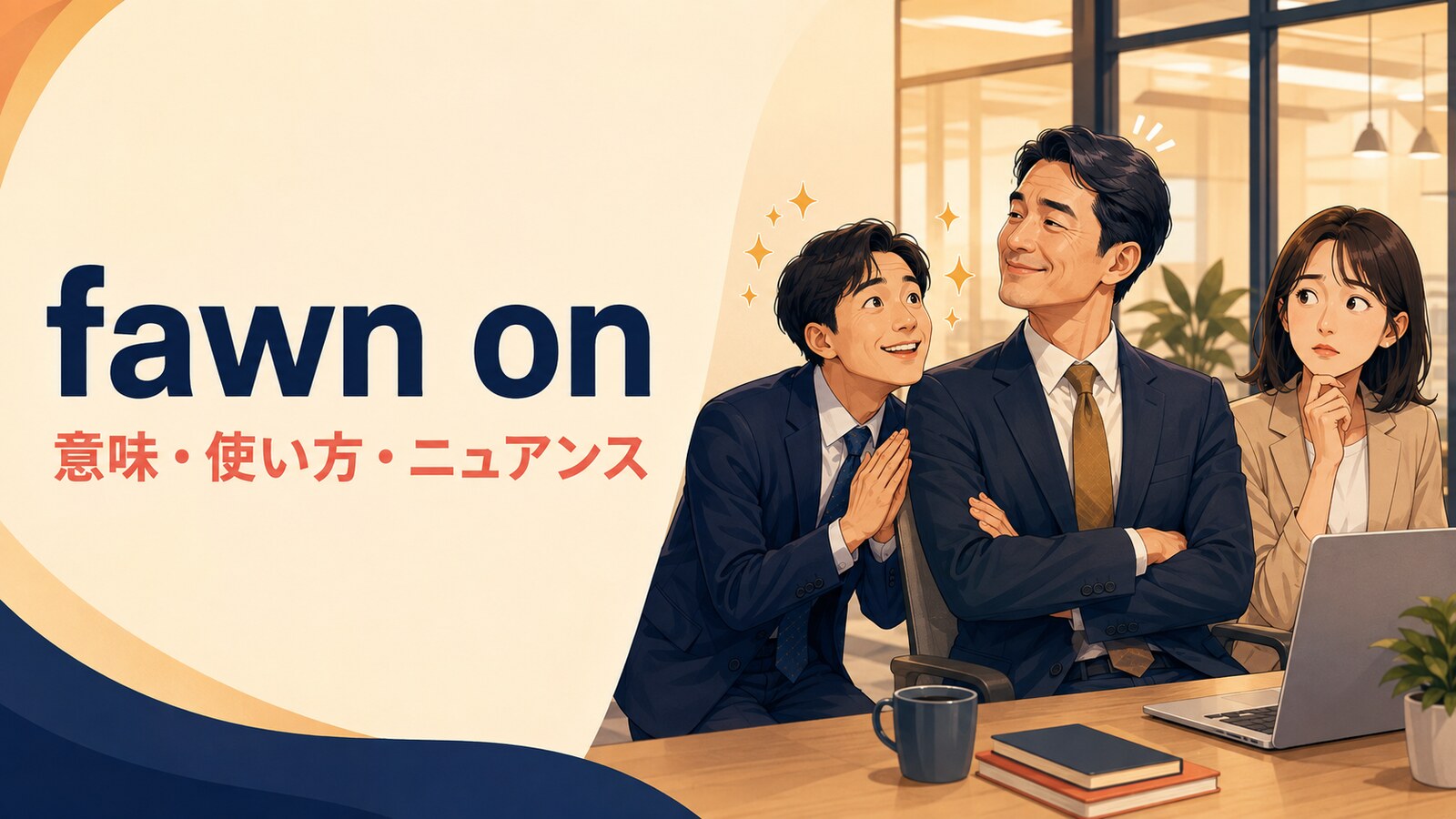 fawn onの意味は？「へつらう・こびる」の使い方とfawn overとの違い